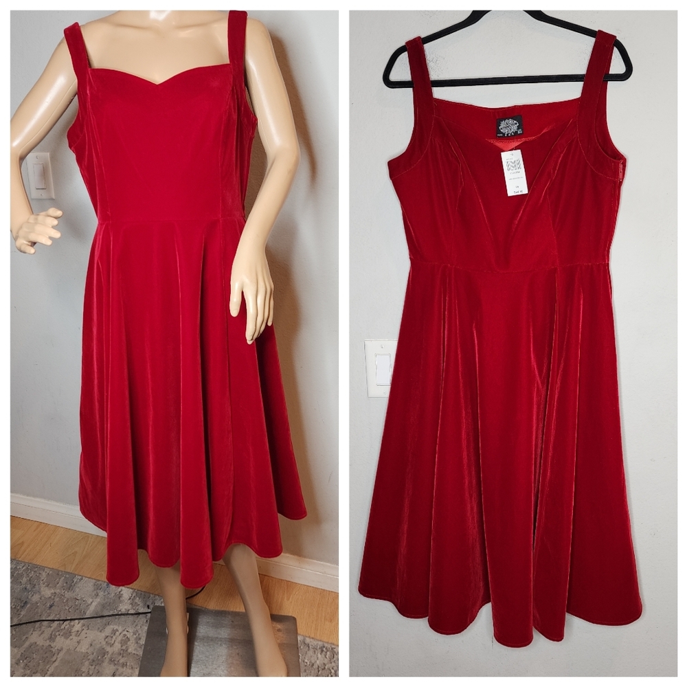 Red Velvet Fit-and-Flare Dress - Women